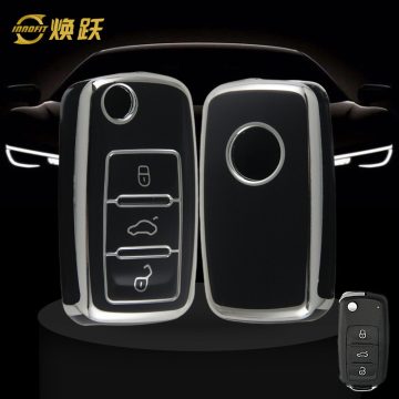 VOB1T1-Black-Silver Plating- Car Key Cover For Volkswagen SEAT skoda