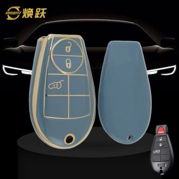 JEC1T1-Granny Grey-Gold Plating- Car Key Cover For Jeep Dodge Chrysler