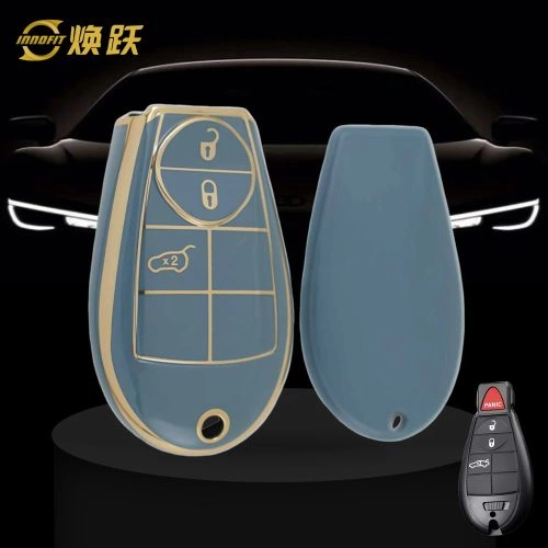 JEC1T1-Granny Grey-Gold Plating- Car Key Cover For Jeep Dodge Chrysler