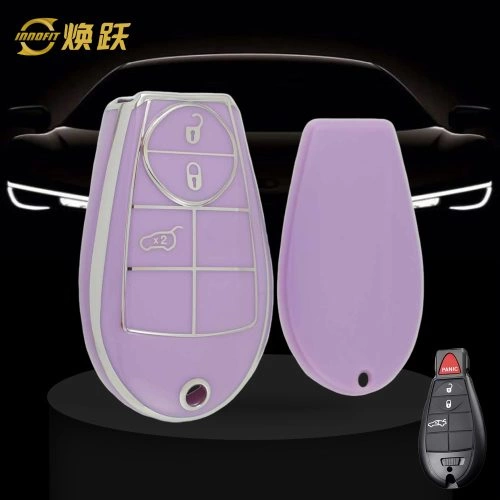 JEC1T1-Purple-Silver Plating- Car Key Cover For Jeep Dodge Chrysler