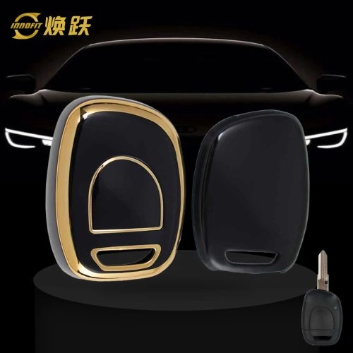 REE1T1-Black-Gold Plating- Car Key Cover For Renault