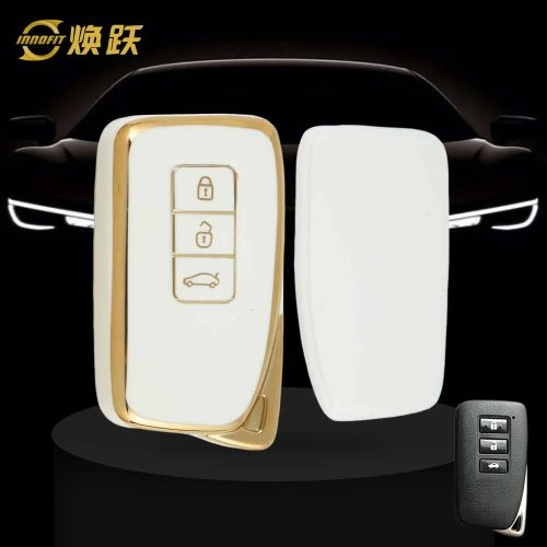 LEA1T1-White-Gold Plating-Car Key Cover For Lexus