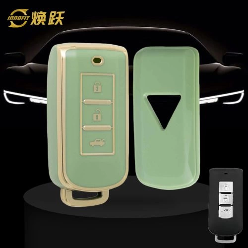 MIA1T1-Green-Gold Plating- Car Key Cover For Mitsubishi