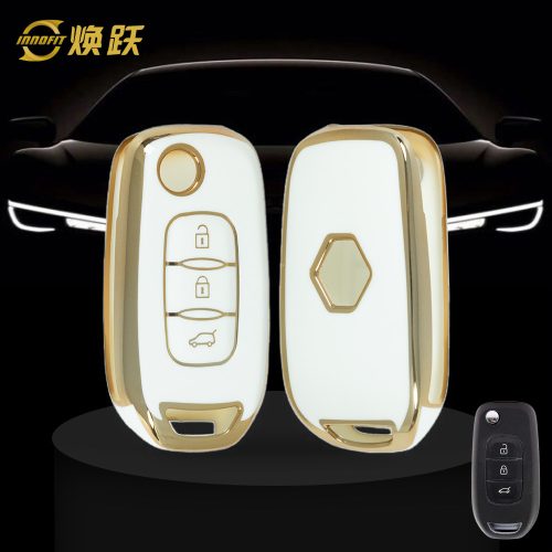 REB1T1-White-Gold Plating- Car Key Cover For Renault