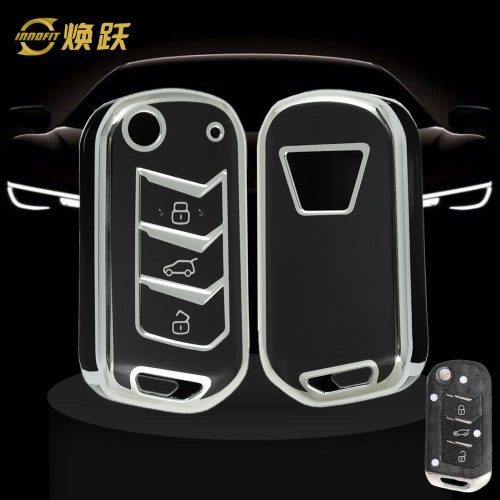 MHA1T1-Black-Silver Plating- Car Key Cover For Mahindra