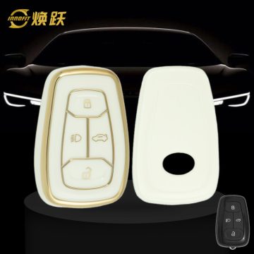 TAA1T1-White-Gold Plating- Car Key Cover For Tata