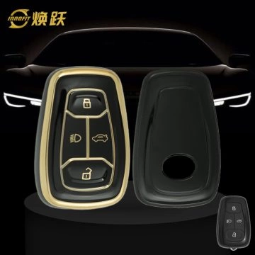 TAA1T1-Black-Gold Plating- Car Key Cover For Tata
