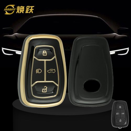 TAA1T1-Black-Gold Plating- Car Key Cover For Tata