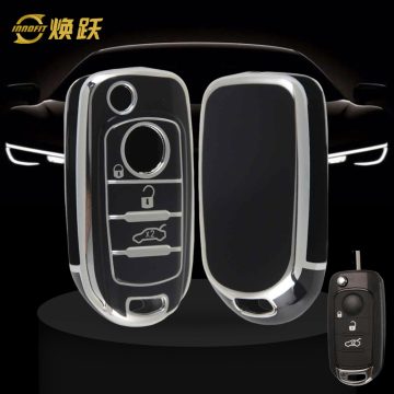 FIB1T1-Black-Silver Plating- Car Key Cover For Fiat