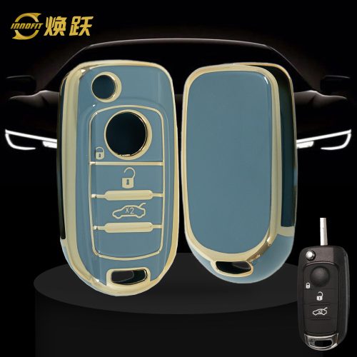 FIB1T1-Granny Grey-Gold Plating- Car Key Cover For Fiat