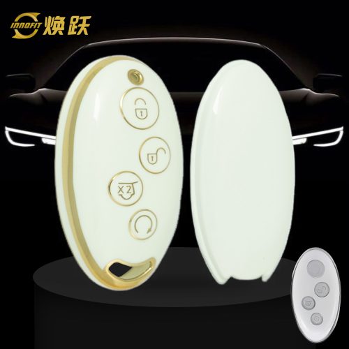 BYB1T1-White-Gold Plating- Car Key Cover For BYD