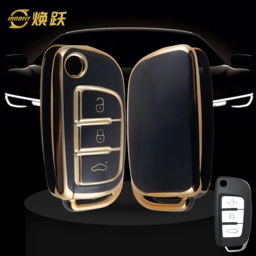 GED1T1-Black-Gold Plating- Car Key Cover For Geely Auto