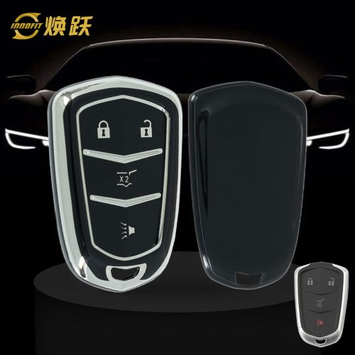 CAA1T1-Black-Silver Plating- Car Key Cover For Cadillac
