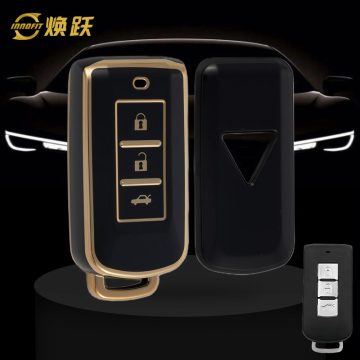 MIA1T1-Black-Gold Plating- Car Key Cover For Mitsubishi