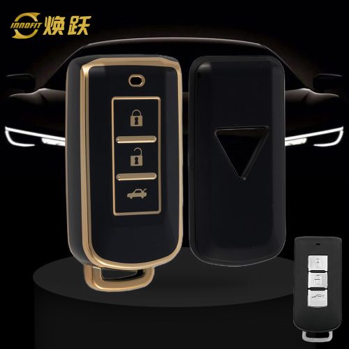 MIA1T1-Nero-Placcatura oro-Copertura chiave auto per Mitsubishi