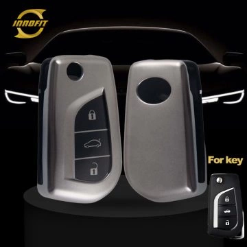 TOA1T1-Black-Metal Gray Plating- Car Key Cover For Toyota