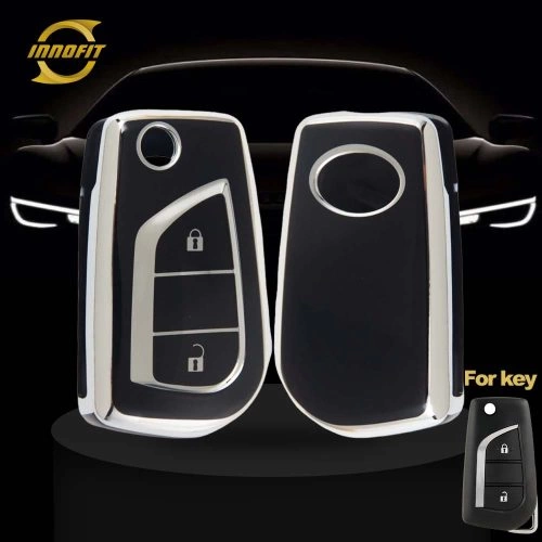 TOA2T1-Black-Silver Plating- Car Key Cover For Toyota