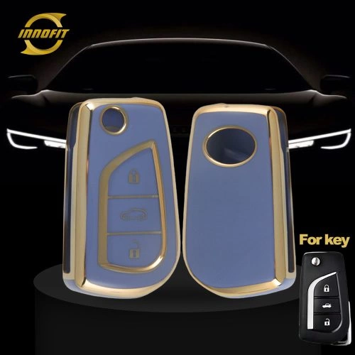 TOA1T1-Light Blue-Gold Plating- Car Key Cover For Toyota