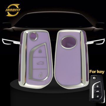 TOA1T1-Purple-Silver Plating- Car Key Cover For Toyota