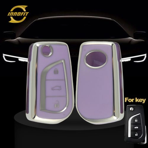TOA1T1-Purple-Silver Plating- Car Key Cover For Toyota