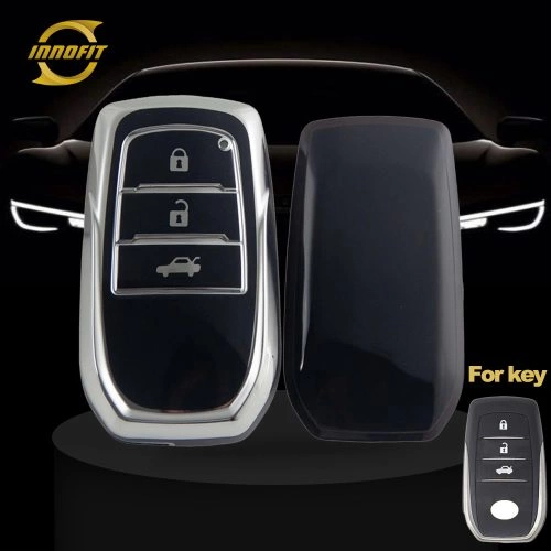 TOC1T1-Black-Silver Plating- Car Key Cover For Toyota