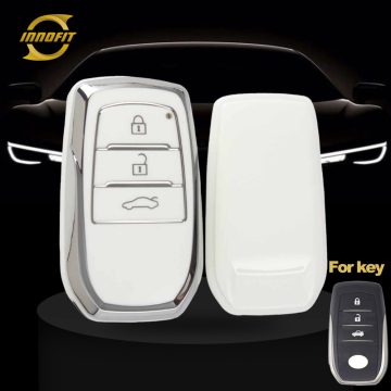 TOC1T1-White-Silver Plating- Car Key Cover For Toyota