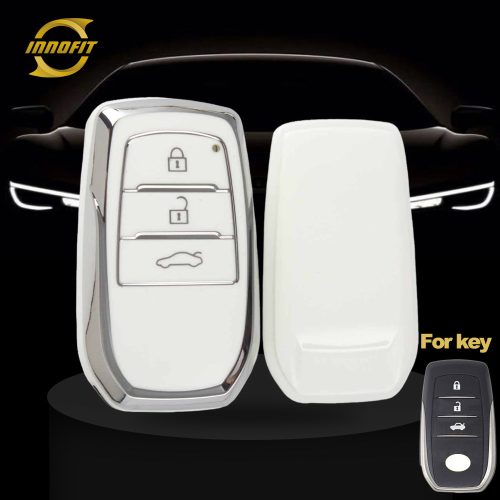 TOC1T1-White-Silver Plating- Car Key Cover For Toyota