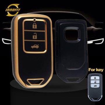 HOA1T1-Black-Gold Plating- Car Key Cover For Honda