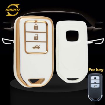 HOA1T1-White-Gold Plating- Car Key Cover For Honda