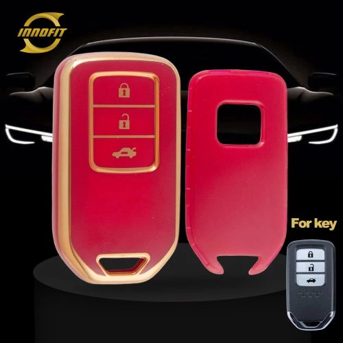 HOA1T1-Red-Gold Plating- Car Key Cover For Honda