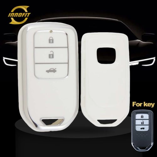 HOA1T1-White-Silver Plating- Car Key Cover For Honda