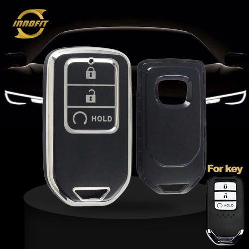 HOA3T1-Black-Silver Plating- Car Key Cover For Honda