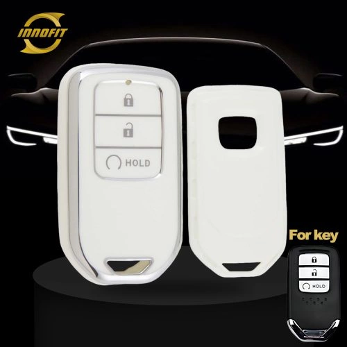 HOA3T1-White-Silver Plating- Car Key Cover For Honda