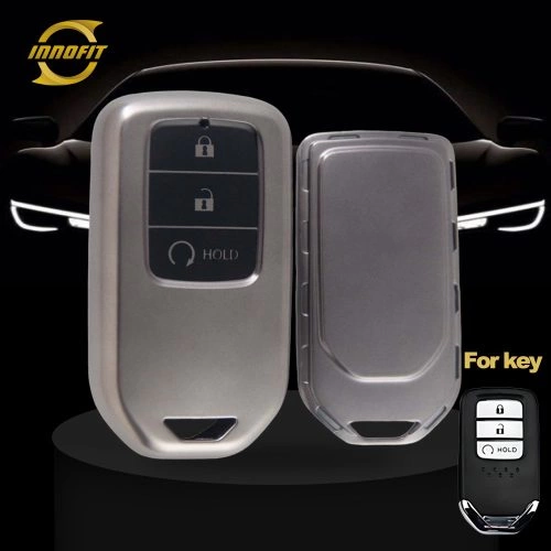 HOA3T1-Black-Metal Gray Plating- Car Key Cover For Honda