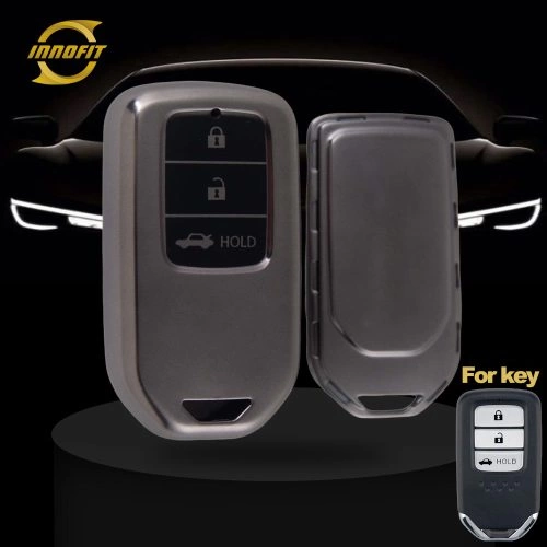 HOA4T1-Black-Metal Gray Plating- Car Key Cover For Honda
