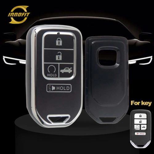 HOA6T1-Black-Silver Plating- Car Key Cover For Honda