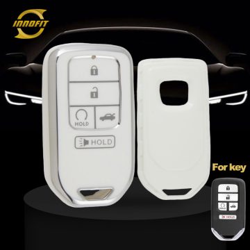 HOA6T1-White-Silver Plating- Car Key Cover For Honda
