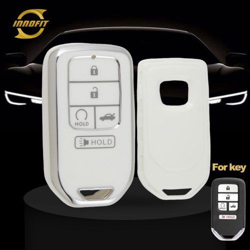 HOA6T1-White-Silver Plating- Car Key Cover For Honda