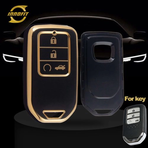 HOA8T1-Black-Gold Plating- Car Key Cover For Honda