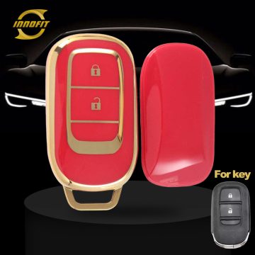 HOB2T1-Red-Gold Plating- Car Key Cover For Honda