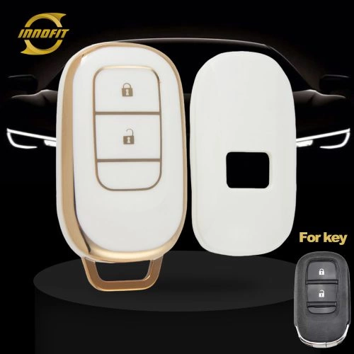 HOB2T1-White-Gold Plating- Car Key Cover For Honda