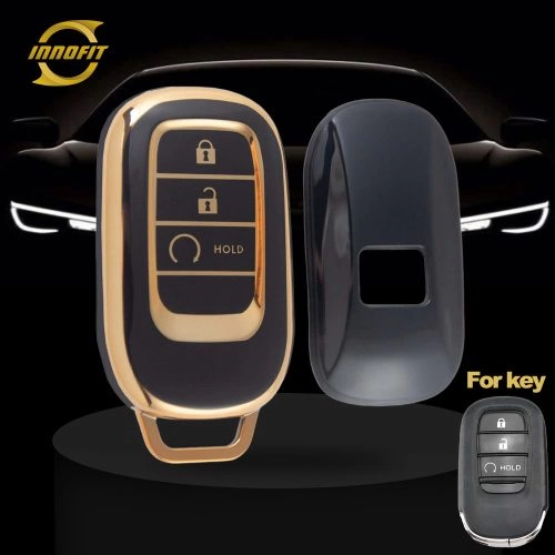 HOB3T1-Black-Gold Plating- Car Key Cover For Honda