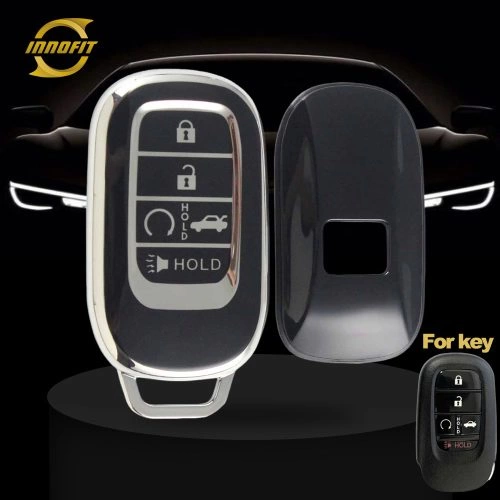 HOB6T1-Black-Silver Plating- Car Key Cover For Honda