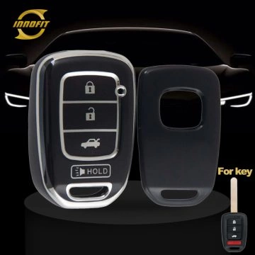 HOM3T1-Black-Silver Plating- Car Key Cover For Honda