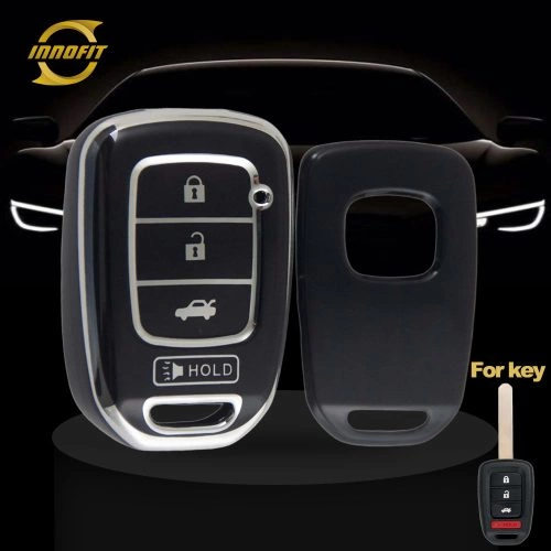 HOM3T1-Black-Silver Plating- Car Key Cover For Honda