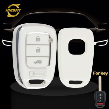 HOM3T1-White-Silver Plating- Car Key Cover For Honda