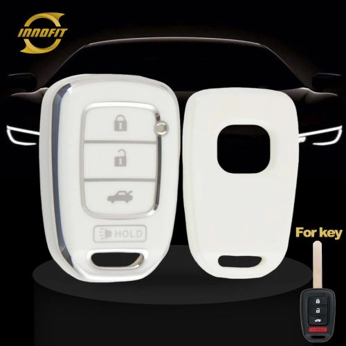 HOM3T1-Weiß-Silberbeschichtung- Autoschlüsselabdeckung für Honda