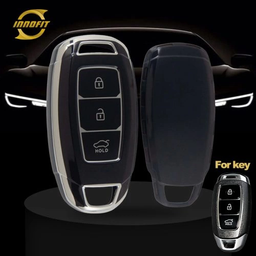 HYA1T1-Black-Silver Plating- Car Key Cover For Hyundai