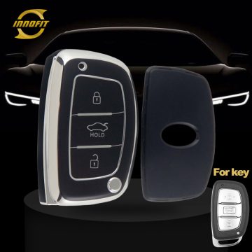 HYD1T1-Black-Silver Plating- Car Key Cover For Hyundai