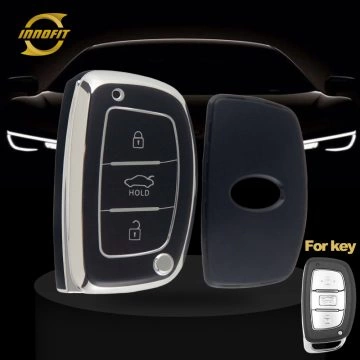 HYD1T1-Black-Silver Plating- Car Key Cover For Hyundai